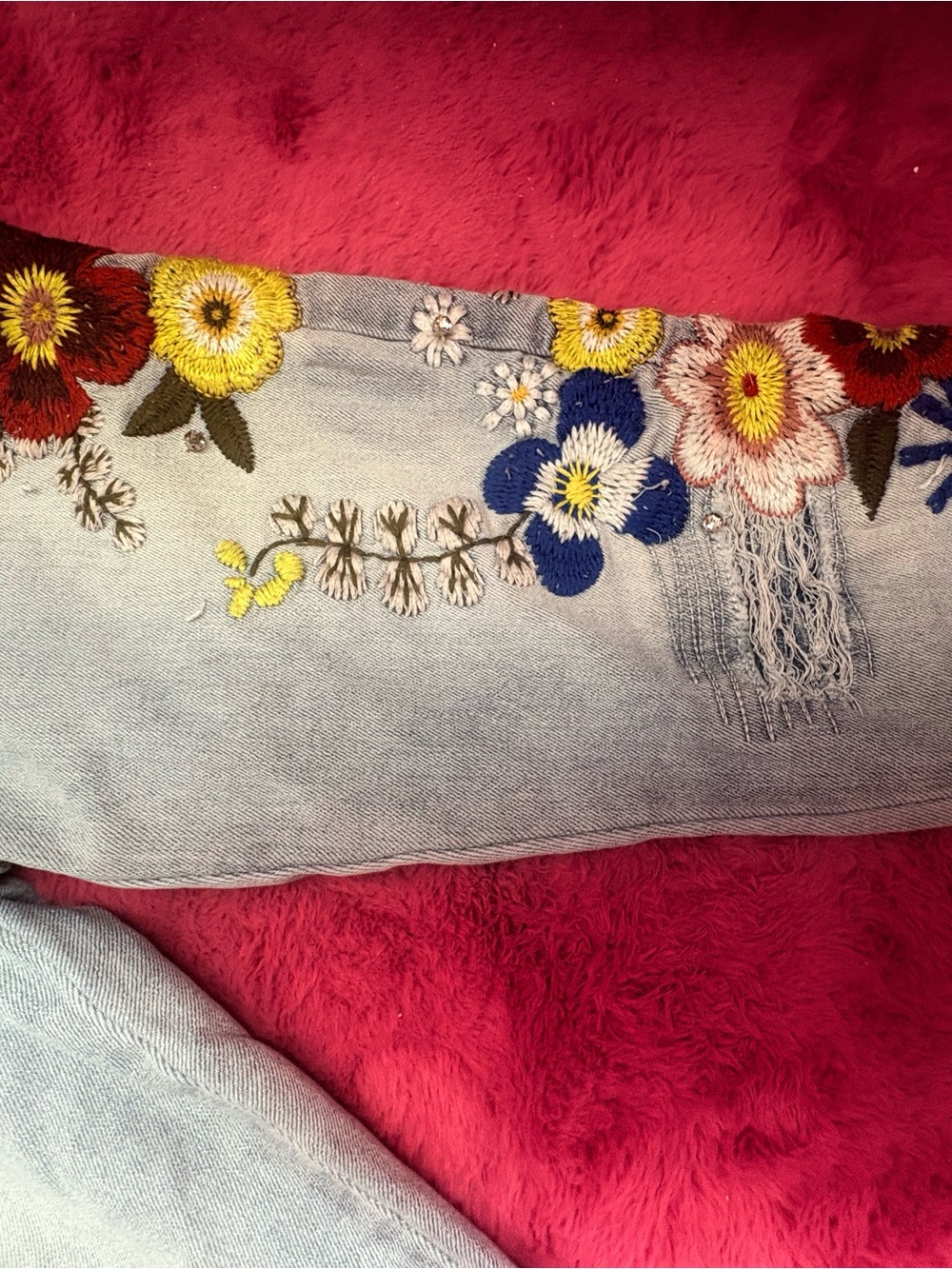Light Wash Embroidered Women’s Jeans - Floral Detail - Picture 7 of 8
